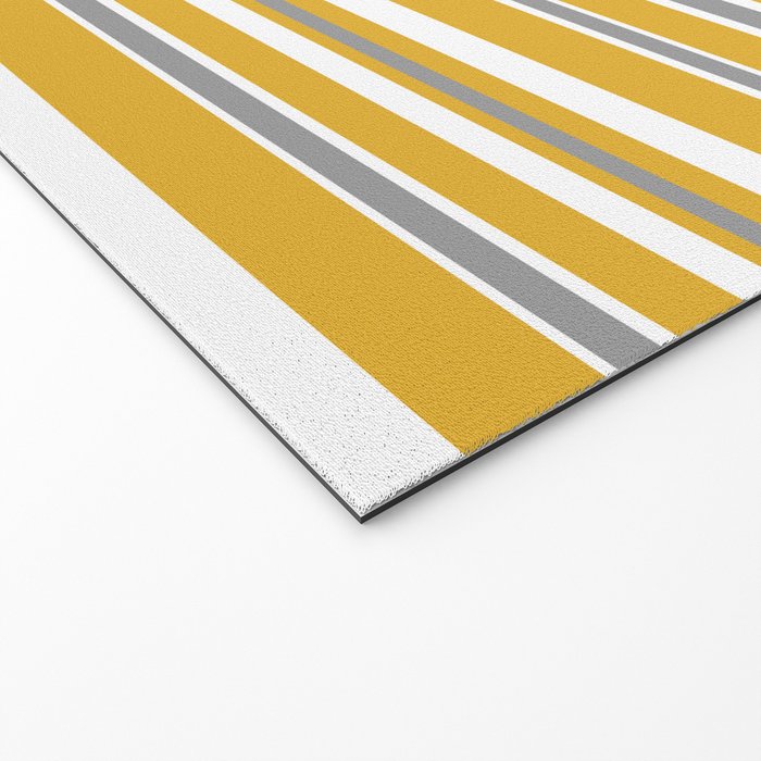 Perfectly Mustard Stripe Pattern with White and Gray Welcome Mat Gallery Image 2