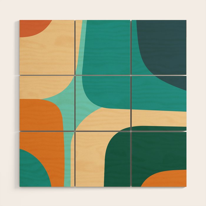Mid Century Color Blocks Wood Wall Art Gallery Image 1