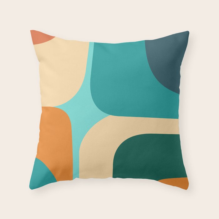 Mid Century Color Blocks Throw Pillow Gallery Image 1