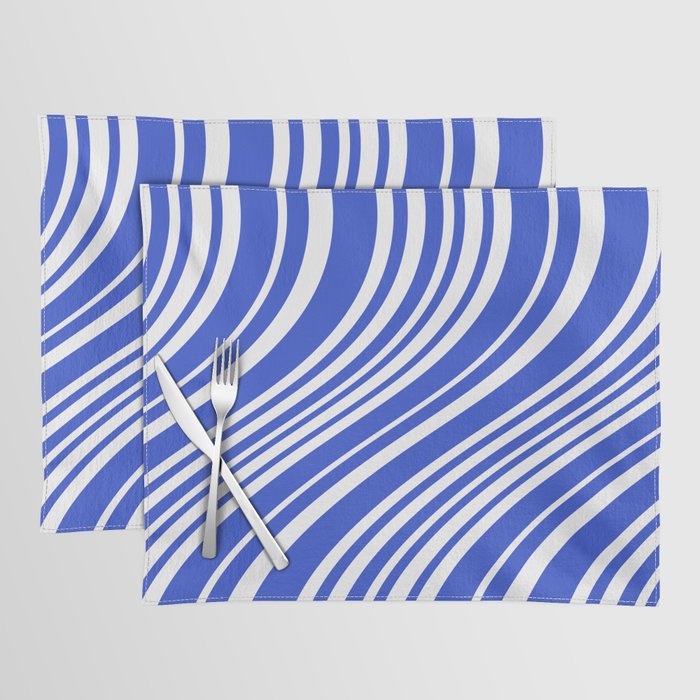  Wavy Stripes XXXIV - Bright Blue Placemat Gallery Image 1