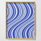  Wavy Stripes XXXIV - Bright Blue Serving Tray Gallery Image 1