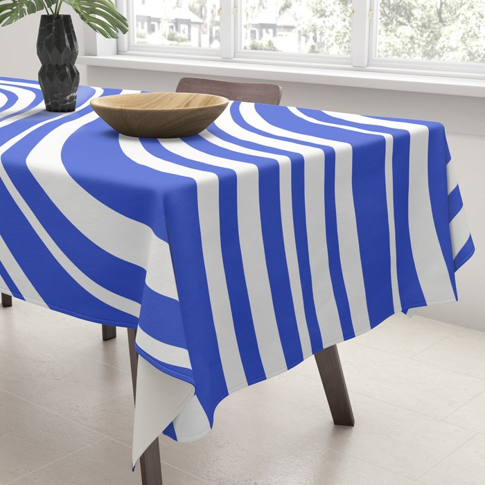  Wavy Stripes XXXIV - Bright Blue Tablecloth Gallery Image 3