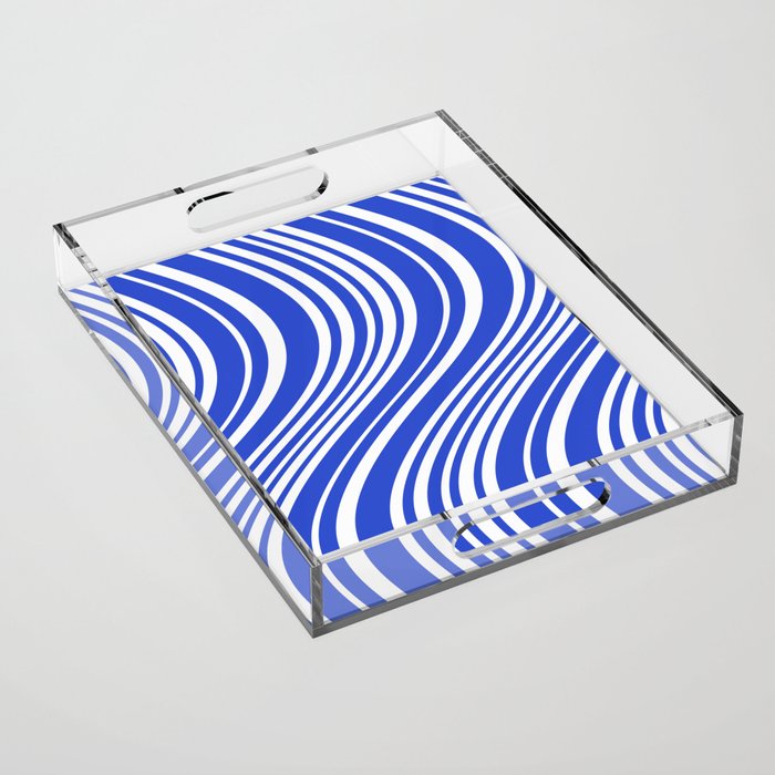  Wavy Stripes XXXIV - Bright Blue Acrylic Tray Gallery Image 1