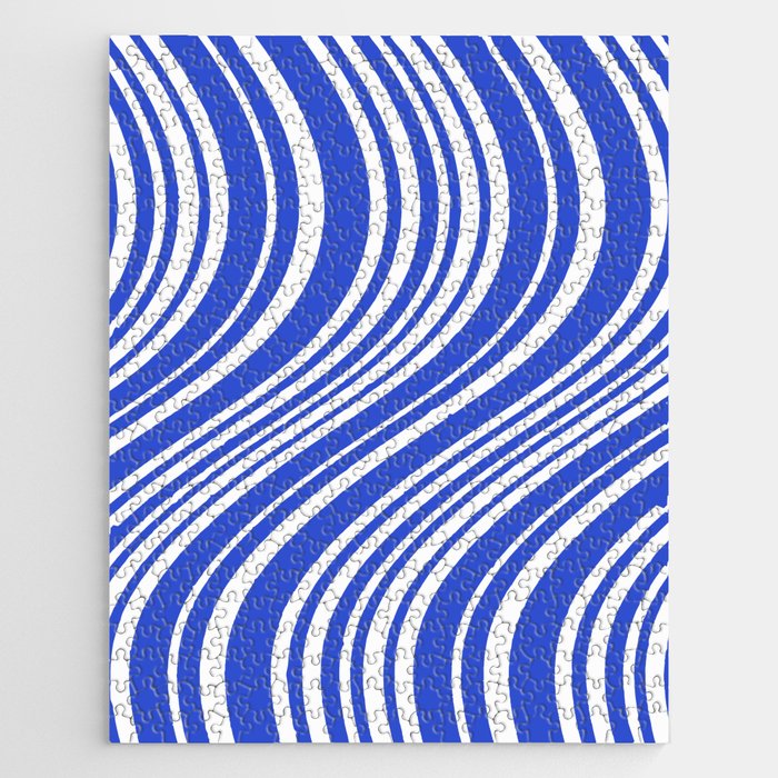  Wavy Stripes XXXIV - Bright Blue Jigsaw Puzzle Gallery Image 1