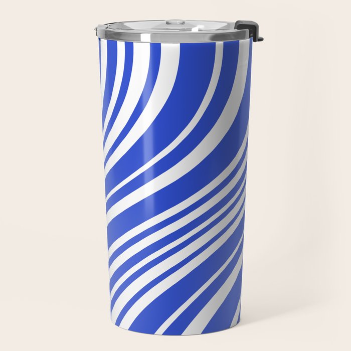  Wavy Stripes XXXIV - Bright Blue Travel Mug Gallery Image 2