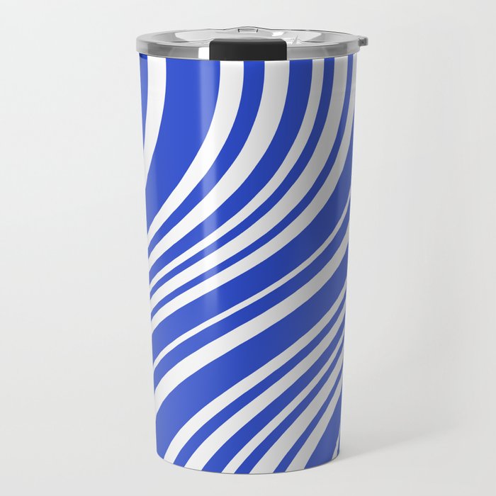  Wavy Stripes XXXIV - Bright Blue Travel Mug Gallery Image 1