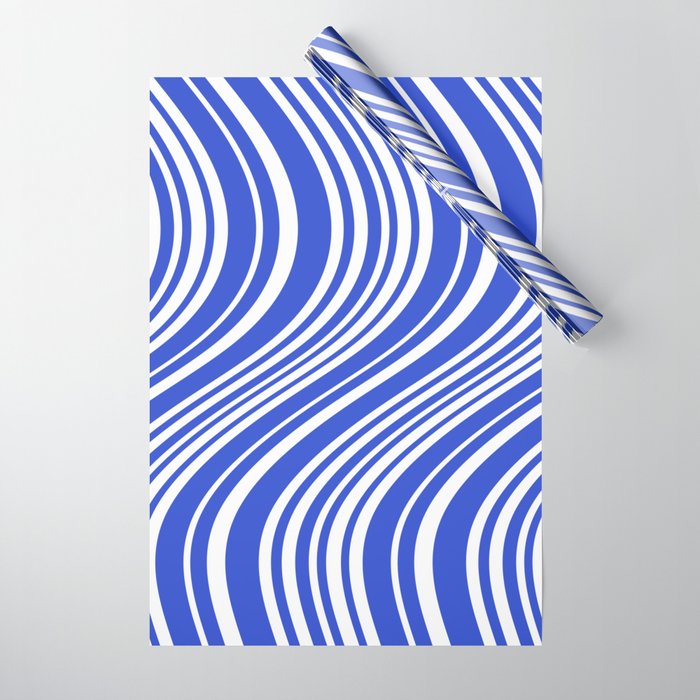  Wavy Stripes XXXIV - Bright Blue Wrapping Paper Gallery Image 1