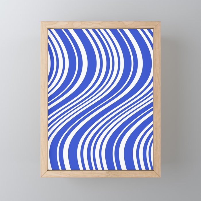  Wavy Stripes XXXIV - Bright Blue Mini Art Print Gallery Image 1