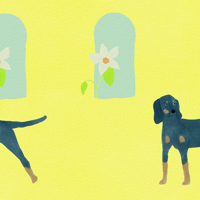 Dog and a Half-Round Window - Green and Yellow Coffee Mug Gallery Image 2