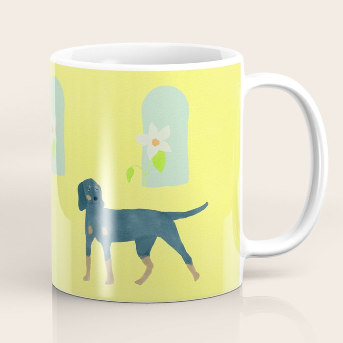 Dog and a Half-Round Window - Green and Yellow Coffee Mug Gallery Image 1