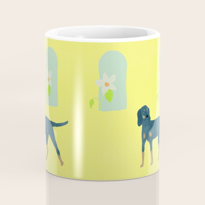Dog and a Half-Round Window - Green and Yellow Coffee Mug Gallery Image 4