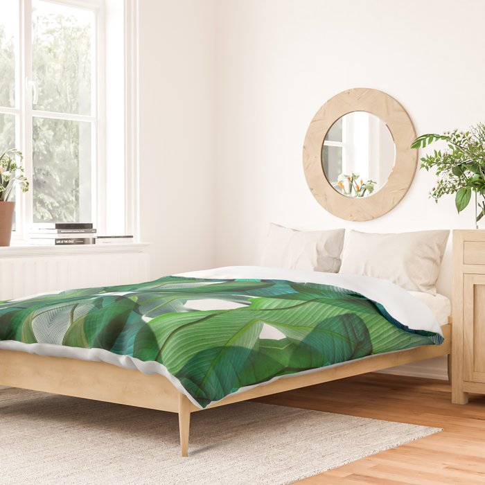 Palm leaf jungle Bali banana palm frond greens Duvet Cover Gallery Image 2
