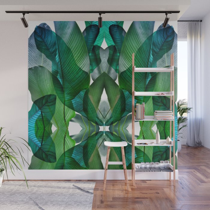 Palm leaf jungle Bali banana palm frond greens Wall Mural Gallery Image 1