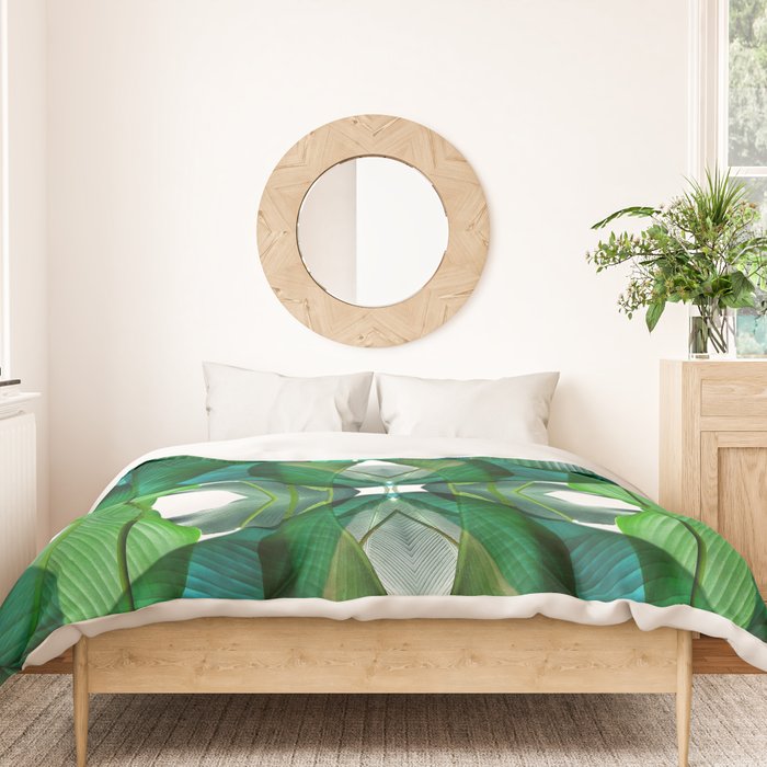 Palm leaf jungle Bali banana palm frond greens Duvet Cover Gallery Image 3