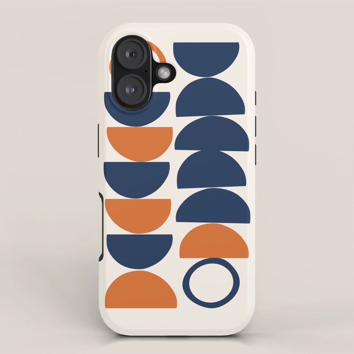 Abstract Shapes 19 in Orange and Navy Blue iPhone Case Gallery Image 1