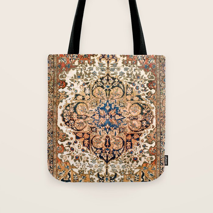 Ferahan Arak  Antique West Persian Rug Print Tote Bag Gallery Image 1
