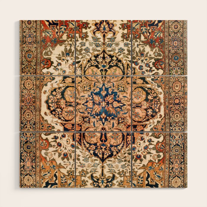 Ferahan Arak  Antique West Persian Rug Print Wood Wall Art Gallery Image 1