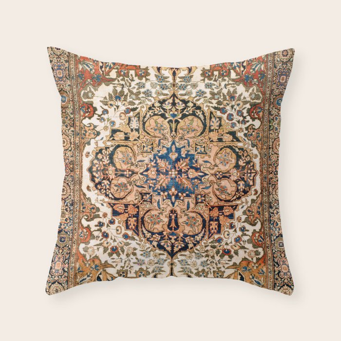 Ferahan Arak  Antique West Persian Rug Print Throw Pillow Gallery Image 1