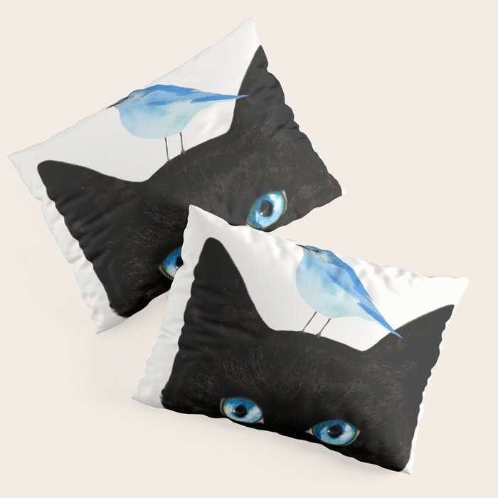Cat and Bird Pillow Sham Gallery Image 1