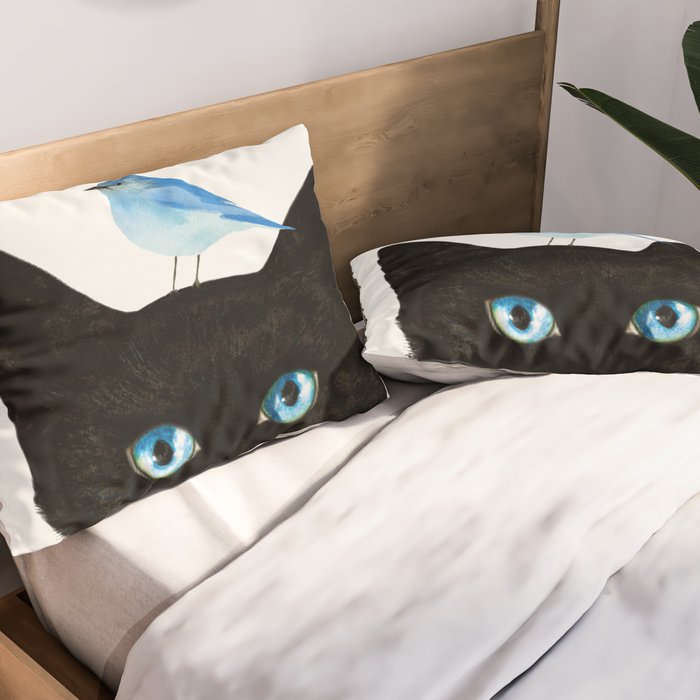 Cat and Bird Pillow Sham Gallery Image 2