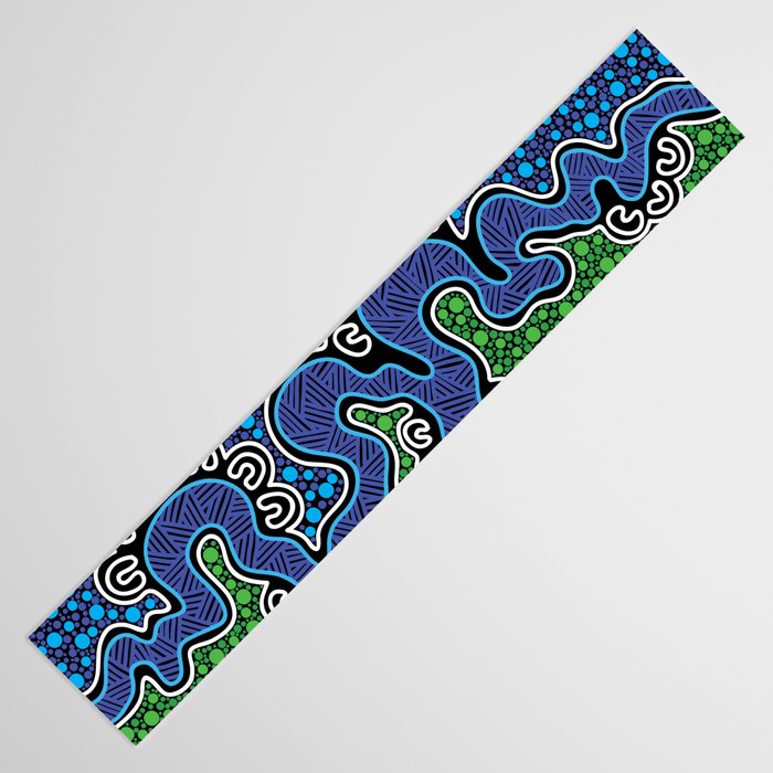 Authentic Aboriginal Art - The River (green) Table Runner Gallery Image 3