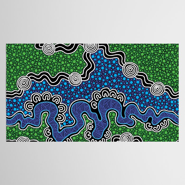 Authentic Aboriginal Art - The River (green) Tablecloth Gallery Image 2