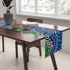 Authentic Aboriginal Art - The River (green) Table Runner Gallery Image 2