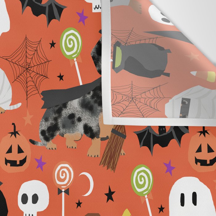 Dachshund dog breed halloween cute pattern doxie dachsie dog costumes Wall Tapestry Gallery Image 3