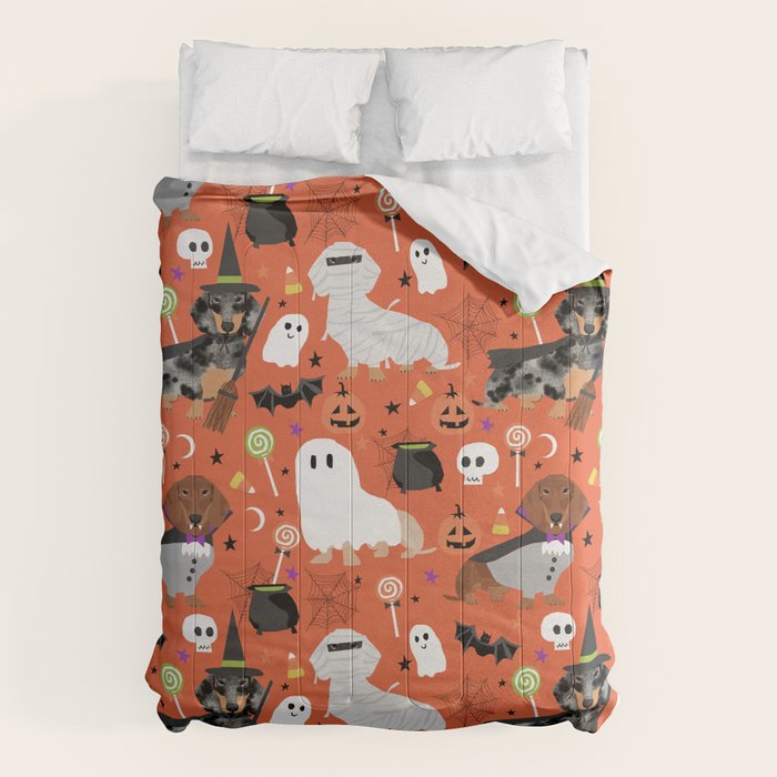 Dachshund dog breed halloween cute pattern doxie dachsie dog costumes Comforter Gallery Image 6