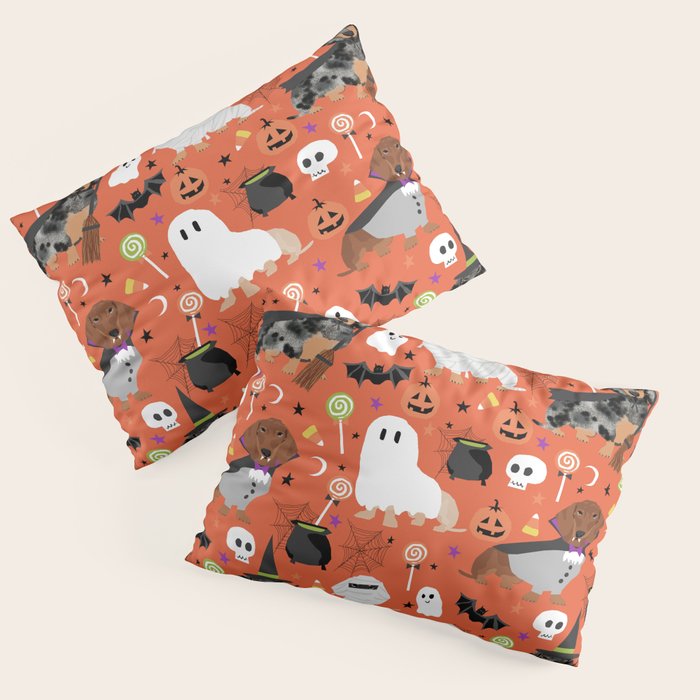 Dachshund dog breed halloween cute pattern doxie dachsie dog costumes Pillow Sham Gallery Image 3