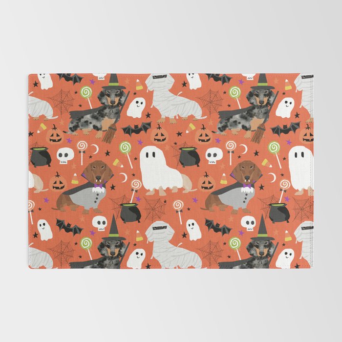 Dachshund dog breed halloween cute pattern doxie dachsie dog costumes Rug Gallery Image 2