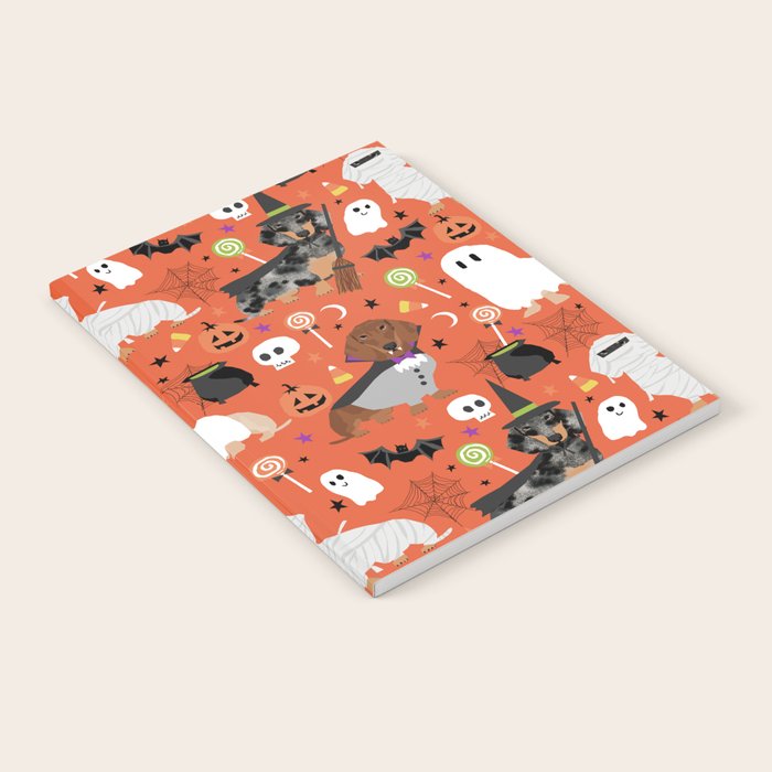 Dachshund dog breed halloween cute pattern doxie dachsie dog costumes Notebook Gallery Image 2