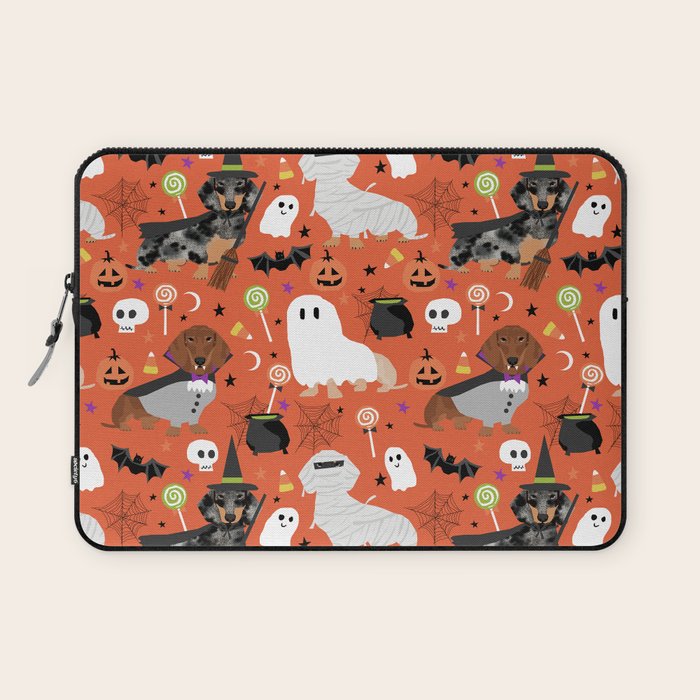 Dachshund dog breed halloween cute pattern doxie dachsie dog costumes Laptop Sleeve Gallery Image 1