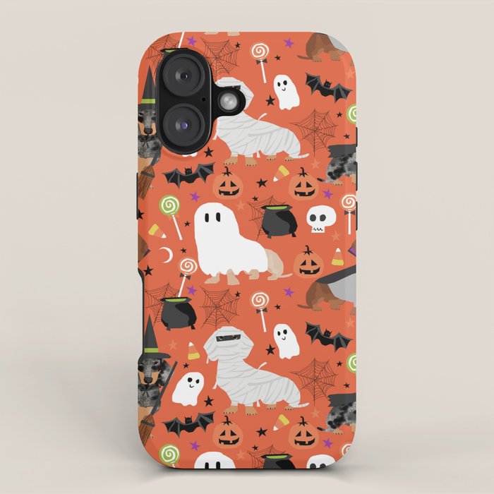 Dachshund dog breed halloween cute pattern doxie dachsie dog costumes iPhone Case Gallery Image 1