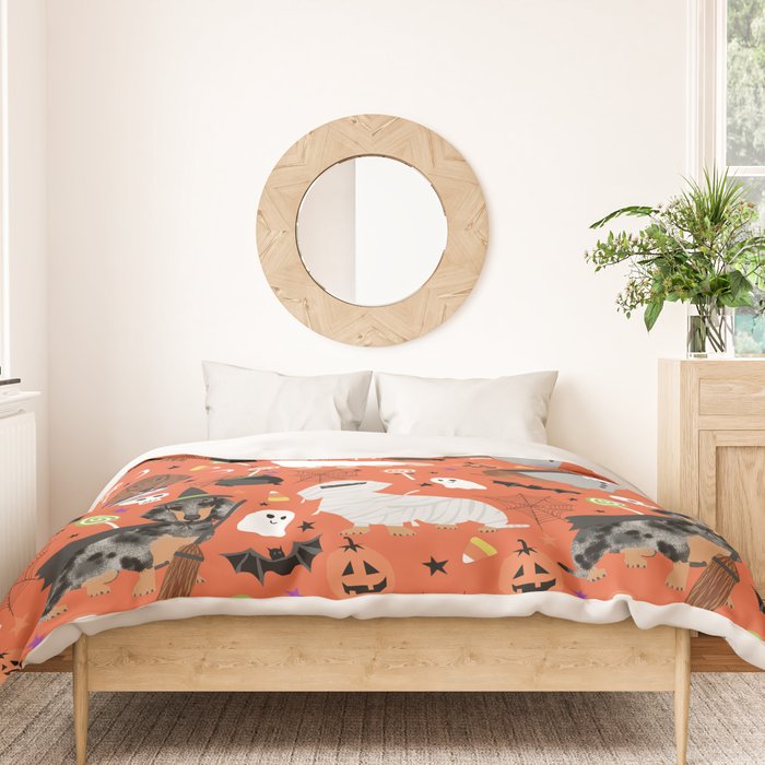 Dachshund dog breed halloween cute pattern doxie dachsie dog costumes Duvet Cover Gallery Image 3