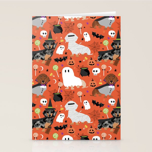 Dachshund dog breed halloween cute pattern doxie dachsie dog costumes Stationery Card Gallery Image 2