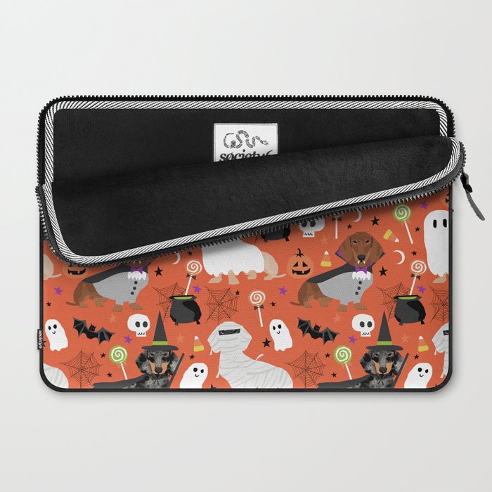 Dachshund dog breed halloween cute pattern doxie dachsie dog costumes Laptop Sleeve Gallery Image 2