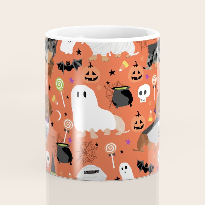 Dachshund dog breed halloween cute pattern doxie dachsie dog costumes Coffee Mug Gallery Image 4