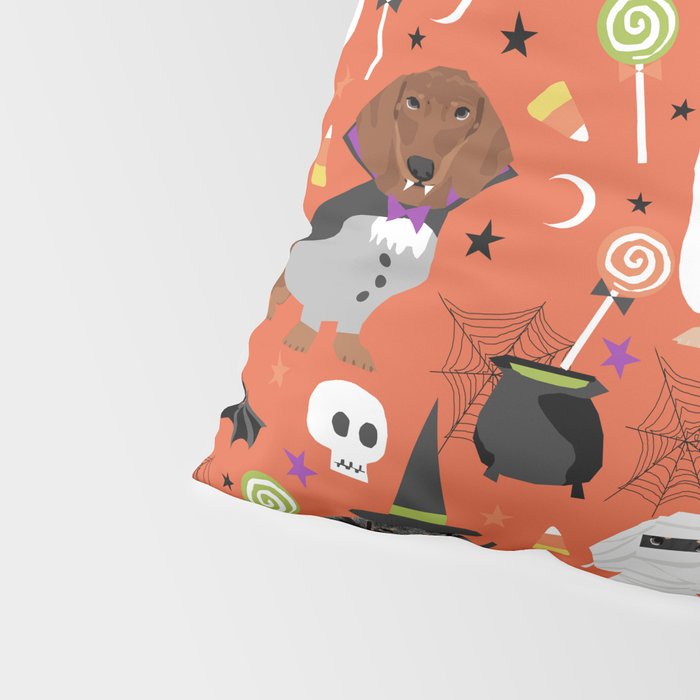 Dachshund dog breed halloween cute pattern doxie dachsie dog costumes Pillow Sham Gallery Image 4
