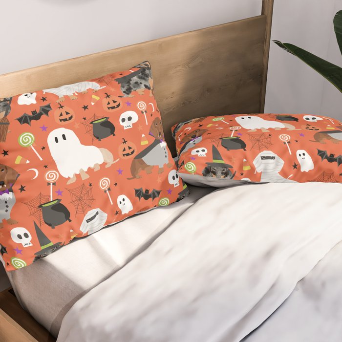 Dachshund dog breed halloween cute pattern doxie dachsie dog costumes Pillow Sham Gallery Image 2