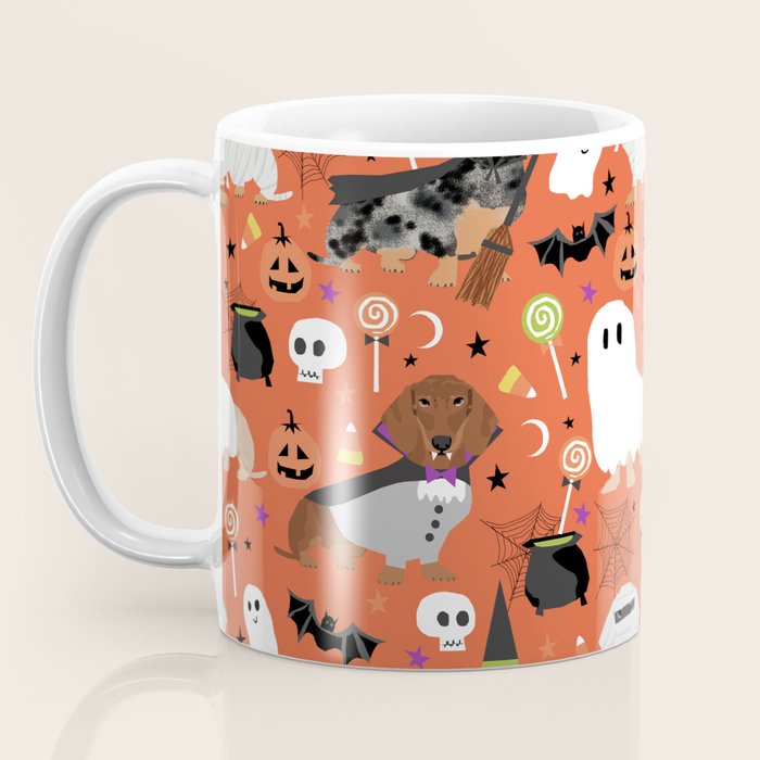 Dachshund dog breed halloween cute pattern doxie dachsie dog costumes Coffee Mug Gallery Image 3