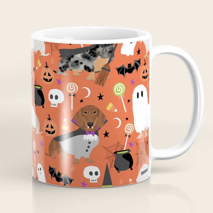Dachshund dog breed halloween cute pattern doxie dachsie dog costumes Coffee Mug Gallery Image 1