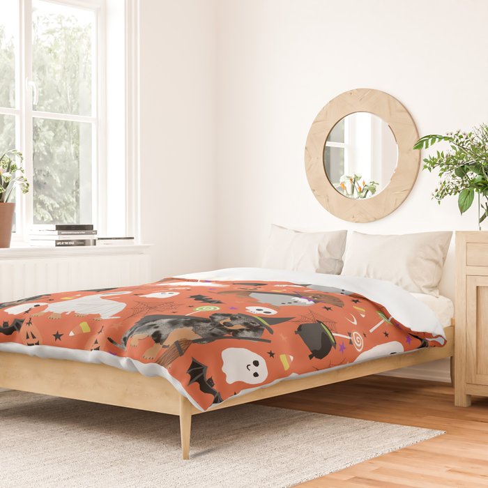 Dachshund dog breed halloween cute pattern doxie dachsie dog costumes Duvet Cover Gallery Image 2