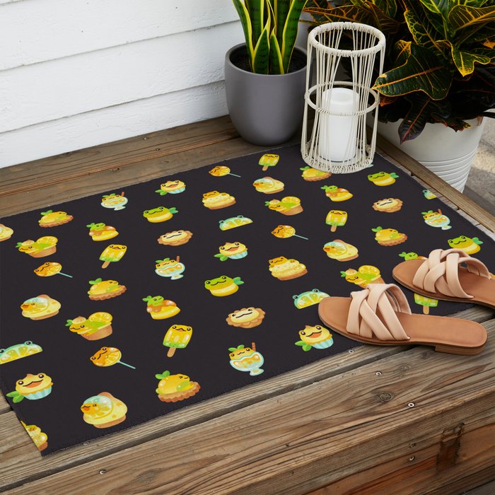 Sweet Lemon frog - dark Outdoor Rug Gallery Image 2
