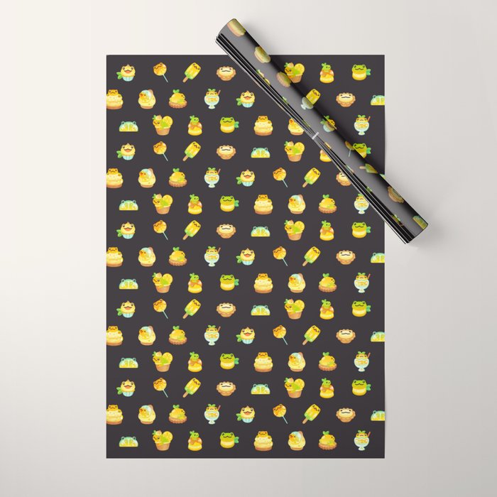 Sweet Lemon frog - dark Wrapping Paper Gallery Image 1
