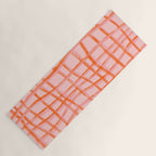 Modern abstract red and pink grids  Yoga Mat Gallery Image 1