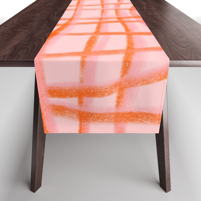 Modern abstract red and pink grids  Table Runner Gallery Image 1