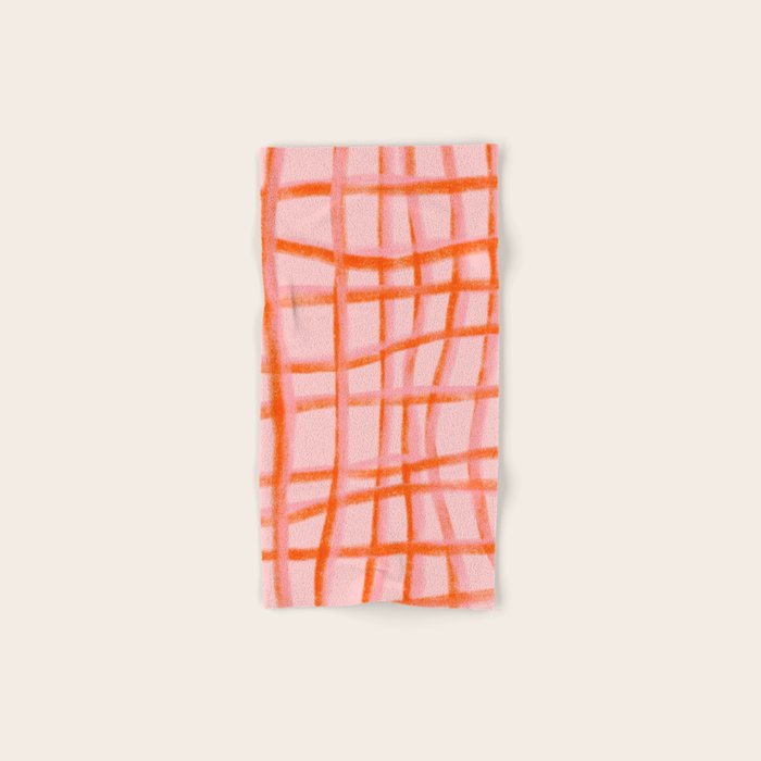 Modern abstract red and pink grids  Bath Towel Gallery Image 1