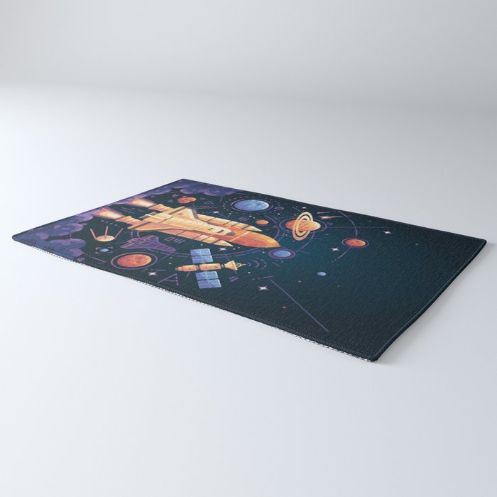 Space Rocket in Solar System Rug Gallery Image 3