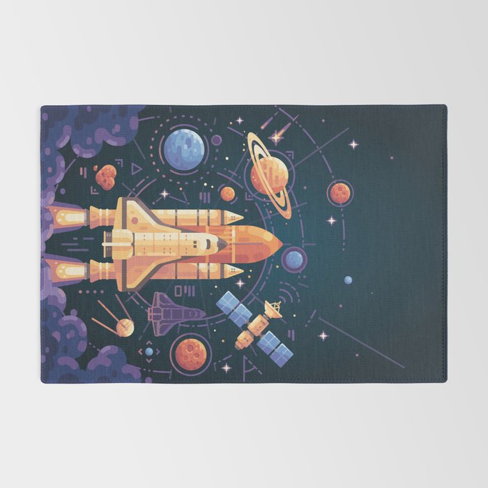 Space Rocket in Solar System Rug Gallery Image 2